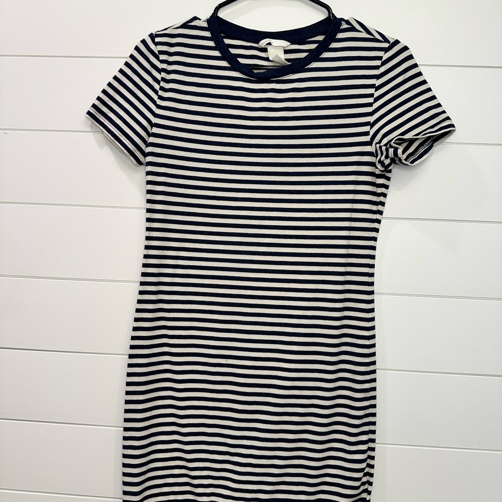 H&M Navy and White Striped Mini Dress